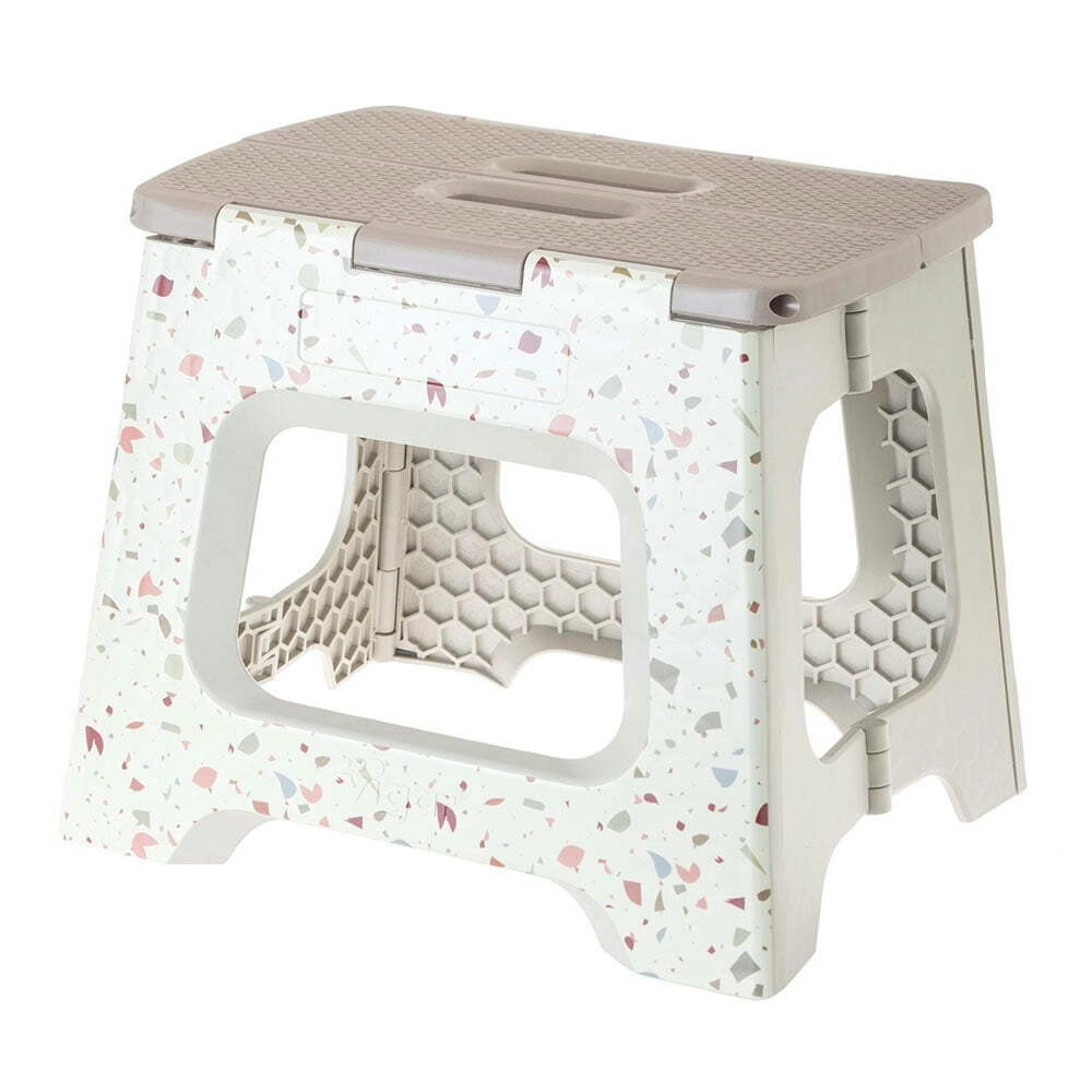 Vigar Compact Foldable 32cm Plastic Step Stool Outdoor/Kitchen Terrazzo in Body