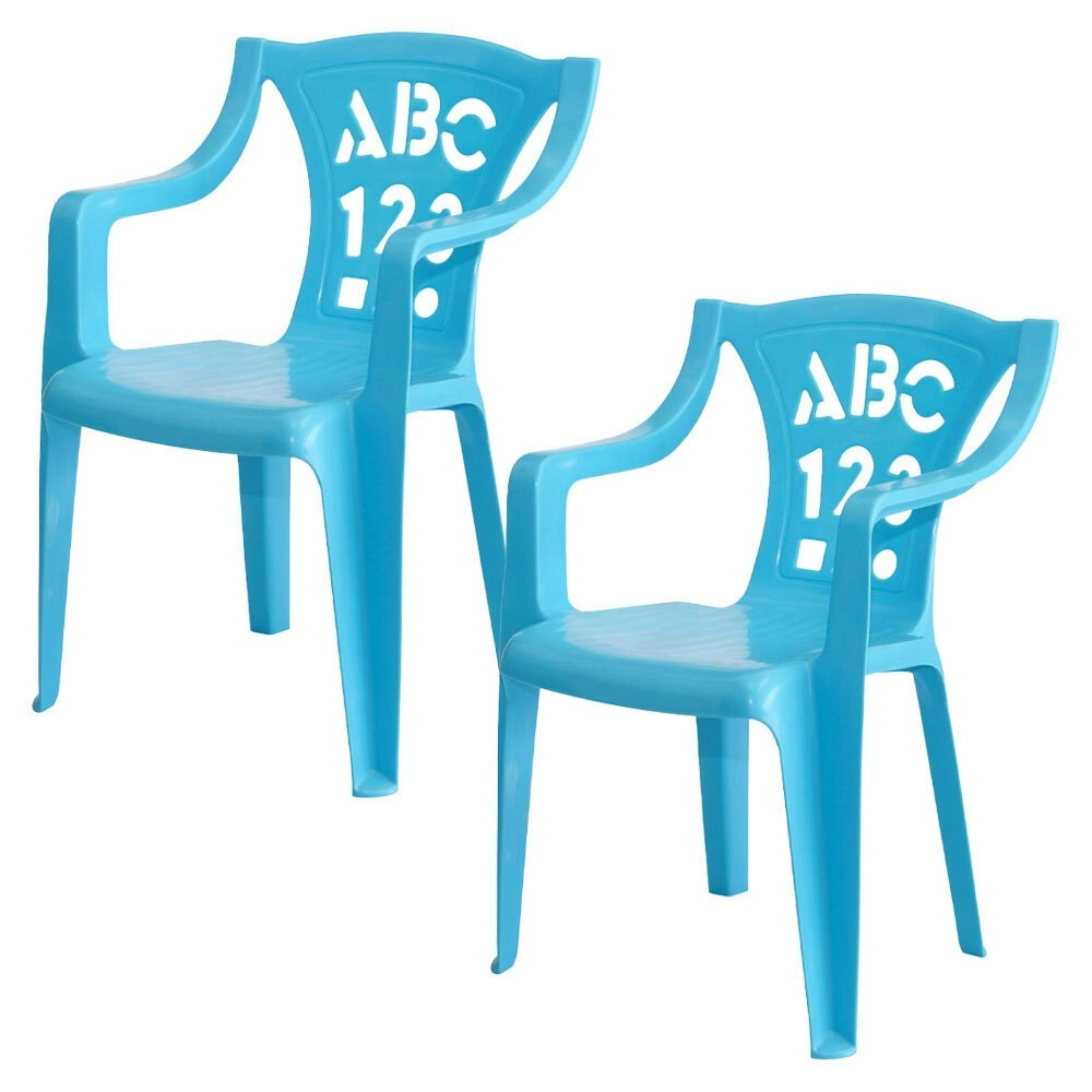 2PK Tuff Play Children's Alphabet Stackable Plastic Chair - Pastel Blue 2-6Y