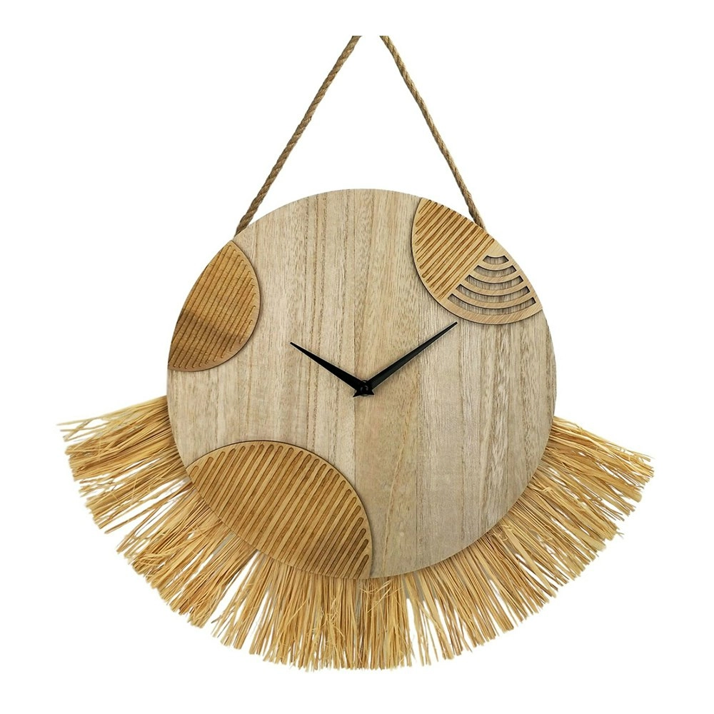 Urban Kiana Fringe 53cm Wall Clock Analogue Hanging Room/Home Decor Natural