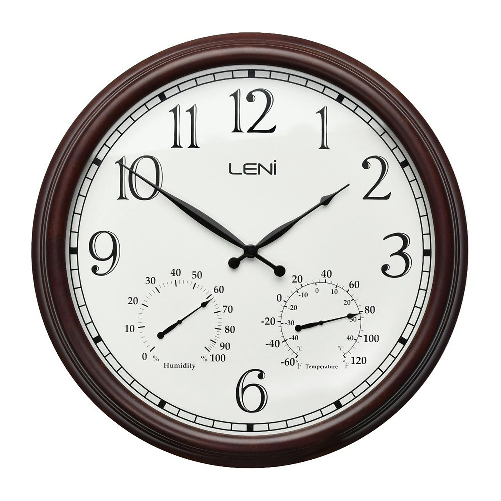 Leni Metal Outdoor Hanging Wall Clock Decor Rust w/Thermometer/Hygrometer 60cm