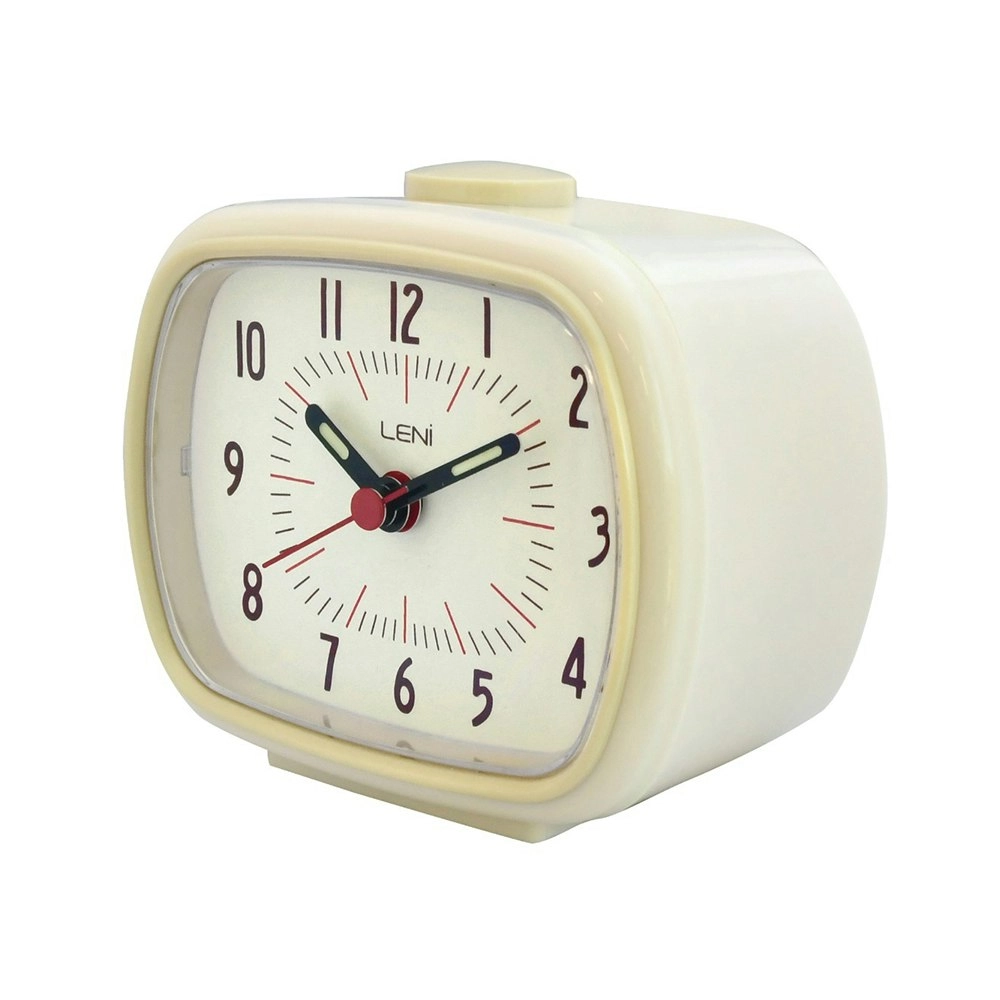 Leni Retro Analogue Standing Bedside/Desk Home Alarm Clock Time Ivory 6x11x9cm