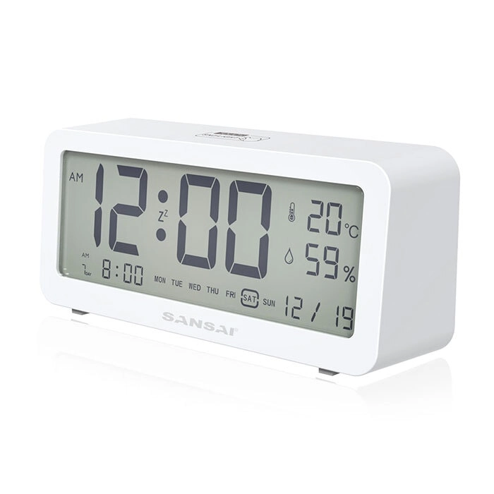 Sansai LED LCD Digital 12/24h Alarm/Snooze Clock/Date/Temperature 7" Display