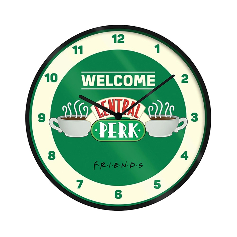 Friends TV Central Perk Retro Style Novelty Wall Mounted Clock Set Green/White