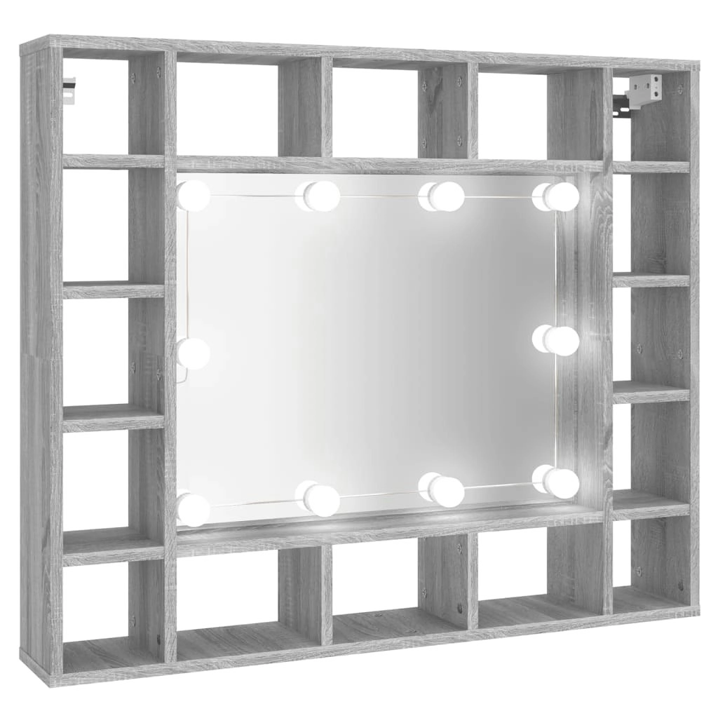 Mirror Cabinet with LED Grey Sonoma 91x15x76.5 cm 820449