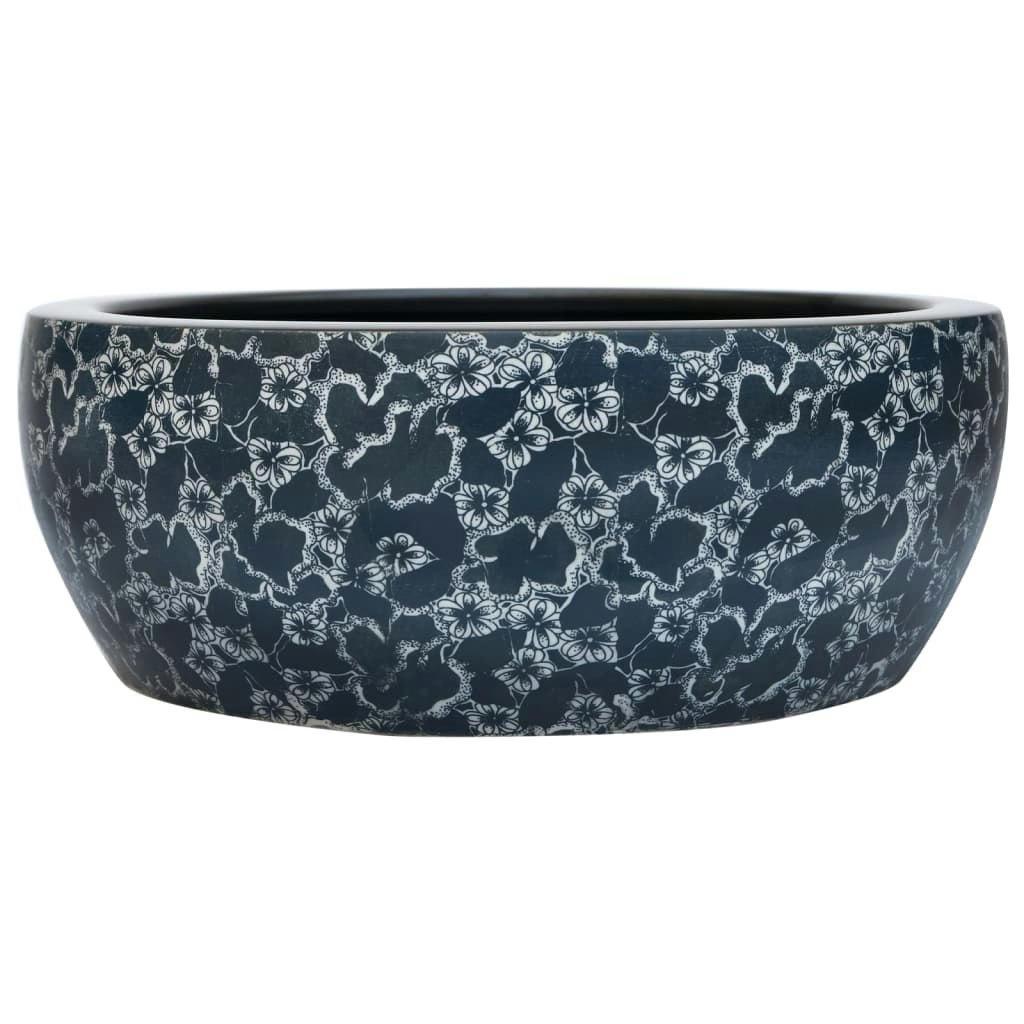 Countertop Basin Black and Blue Round Φ41x14 cm Ceramic 155065