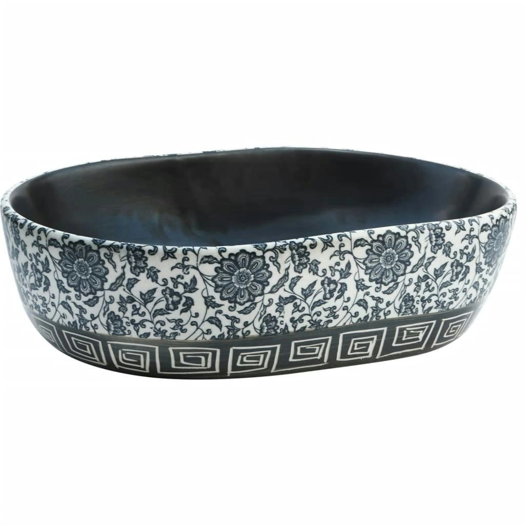 Countertop Basin Black and Blue Oval 47x33x13 cm Ceramic 155070