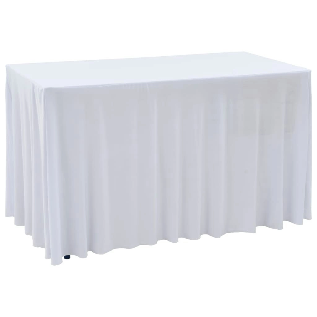 2 pcs Stretch Table Covers with Skirt 183x76x74 cm White 133585