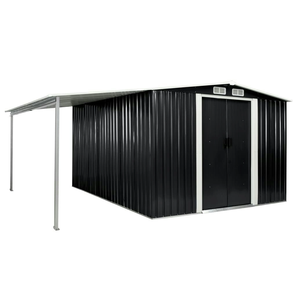 Garden Shed with Sliding Doors Anthracite 386x312x178 cm Steel 144032