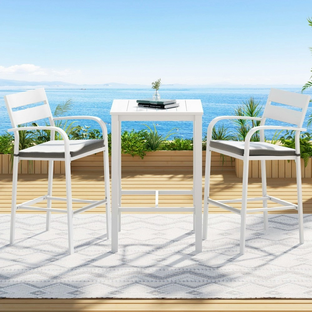 Gardeon Outdoor Bar Set Stools 3-Piece Dining Chairs Table Patio Aluminium Bistro Set