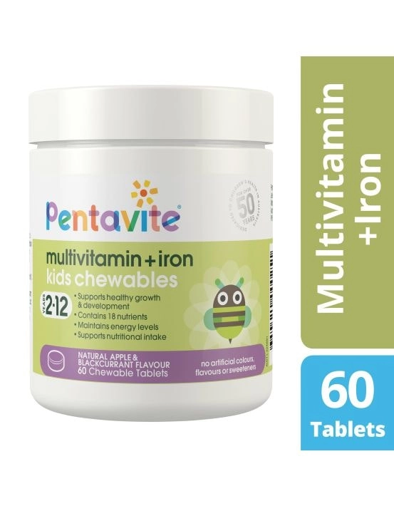 Pentavite Multivitamin + Iron Kids Chewables 60 Chewable Tablets