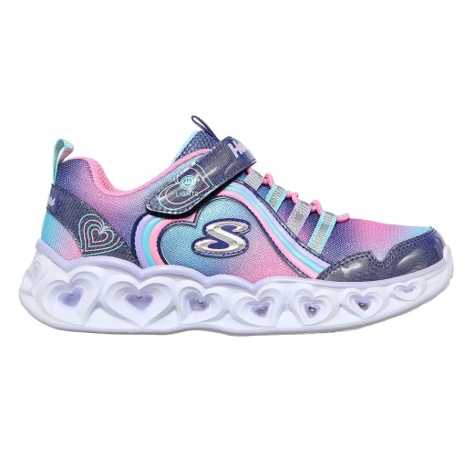 Kids Skechers Heart Lights Rainbow Lux Navy/Multi Girls Light Up Sneakers