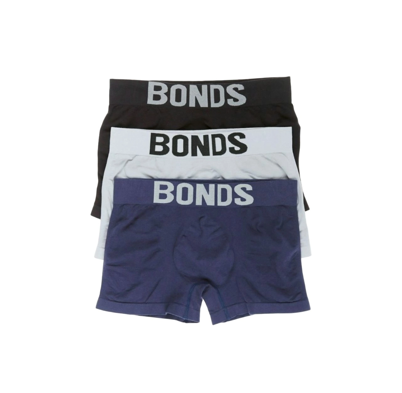 15 X Bonds Mens Seamless Black/ Grey/ Navy Trunk