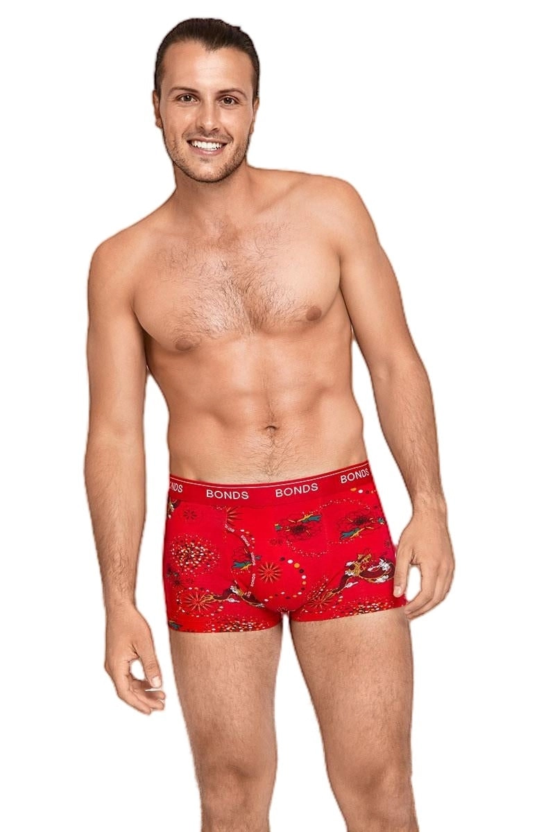 Mens Bonds Guyfront Trunk Underwear Red Lucky Dragon