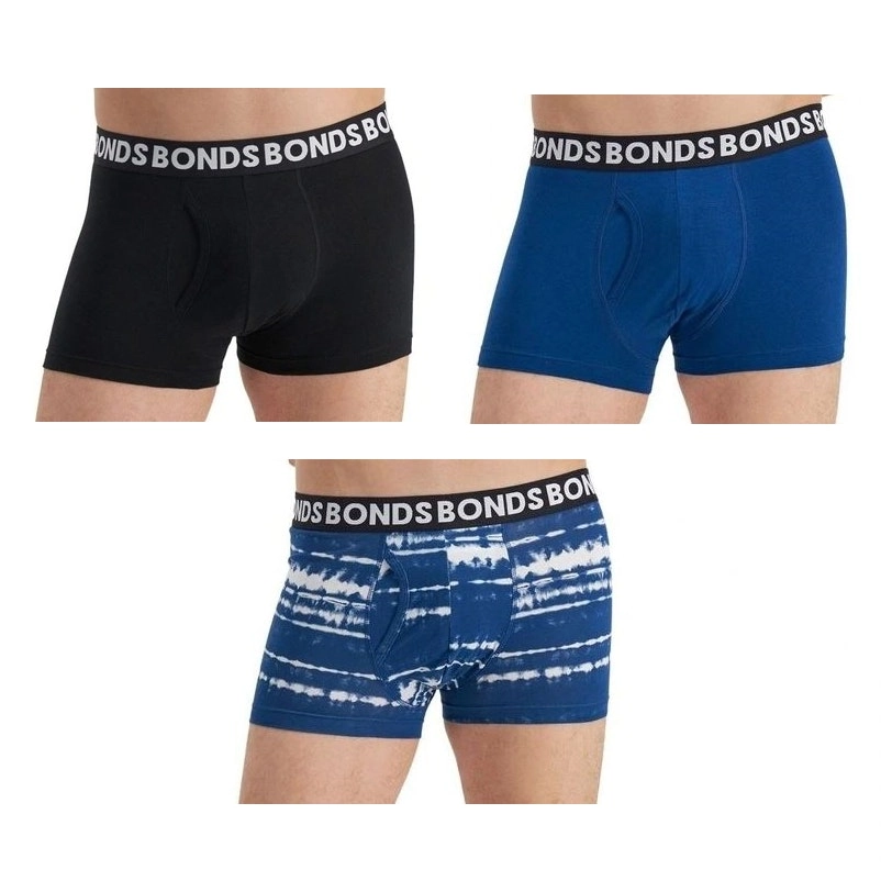 9 x Mens Bonds Everyday Trunks Underwear Blue / Black