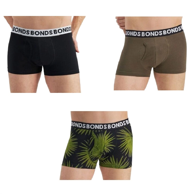 12 Pairs X Bonds Mens Everyday Trunks Cotton Leaf Print Pack