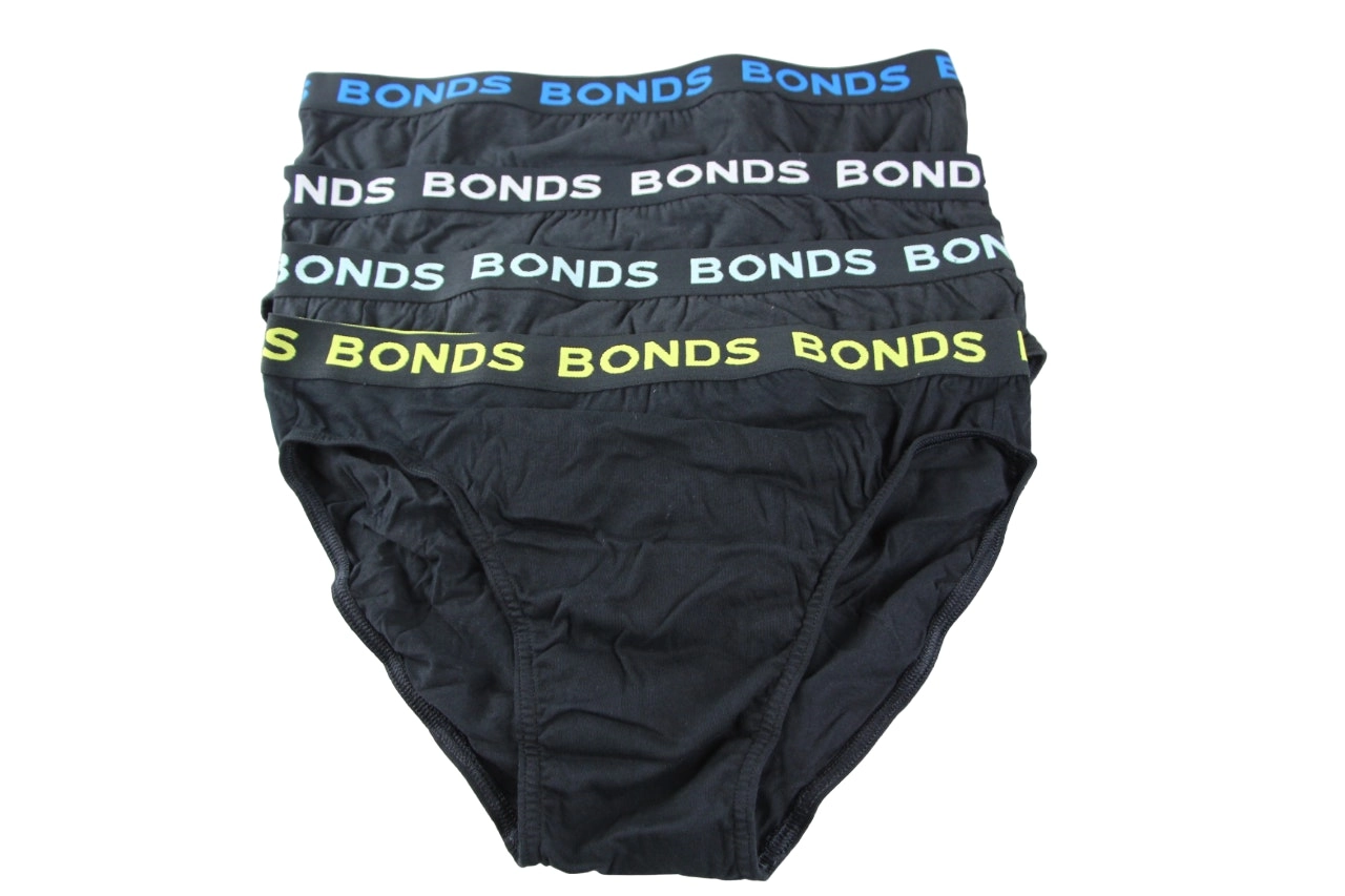 8 Pairs X Bonds Mens Hipster Briefs Black With Multicoloured Logo As1