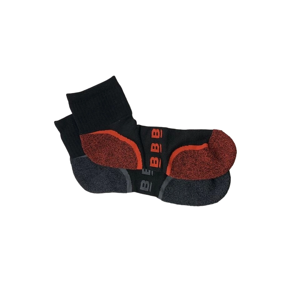 6 Pairs X Bonds Mens Super Comfy Quarter Crew Socks Black & Orange