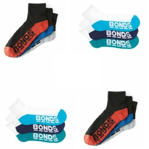 12 X Bonds Quarter Crew Socks Mens Sport Running Gym Sock Black White