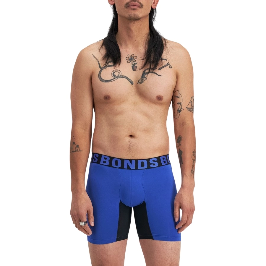 2 x Bonds Mens Chafe Off Trunk Underwear Undies Blue And Black