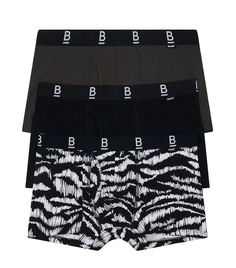 6 x Mens Bonds Super Comfy B For Bonds Black And White Trunks