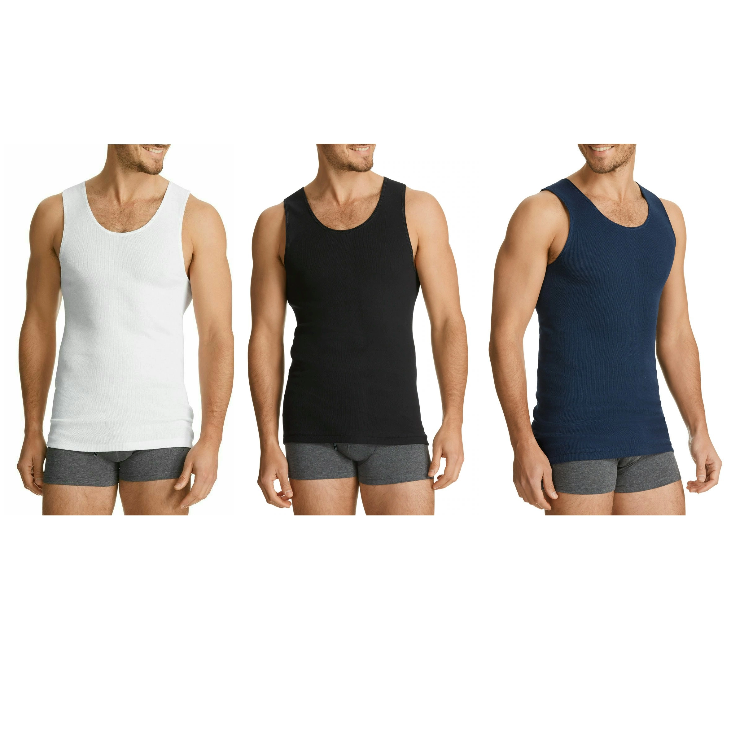 Bonds Mens 3 Pack Chesty Singlets Underwear Cotton Work Singlet White Black Navy