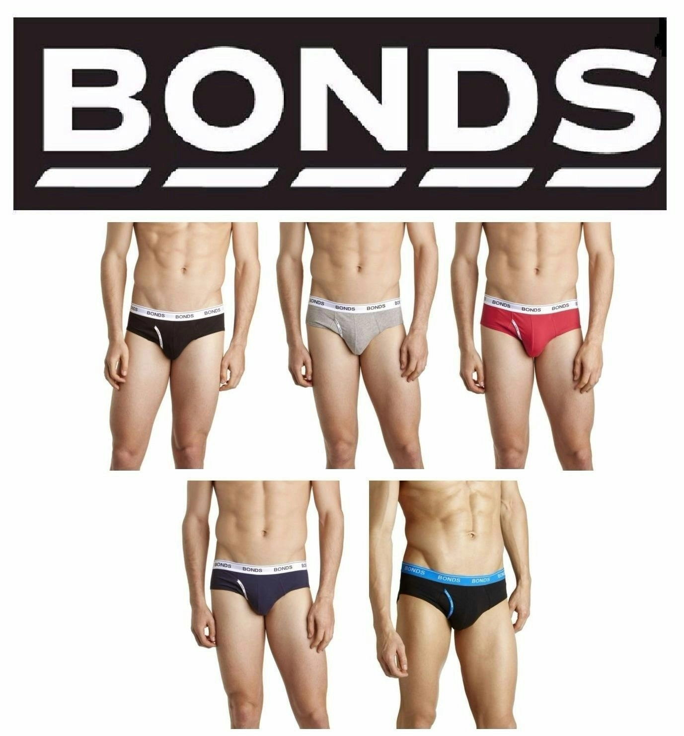 Mens Bonds Guyfront Guy Front Brief Underwear Undies Briefs Jocks Black Blue Red