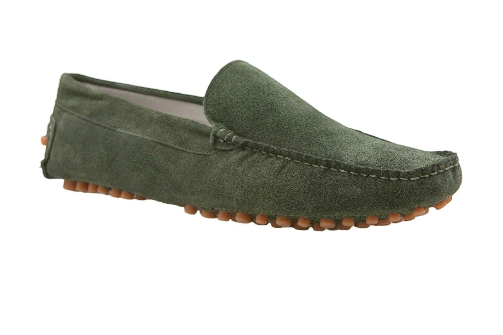 Mens Zasel Summer Boat Shoes Green Suede Casual Slip On Deck Driving Grip Loafers