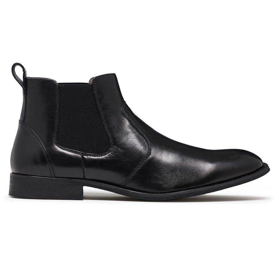 Mens Julius Marlow Harry Black Leather Boots Pull On Leather Shoes