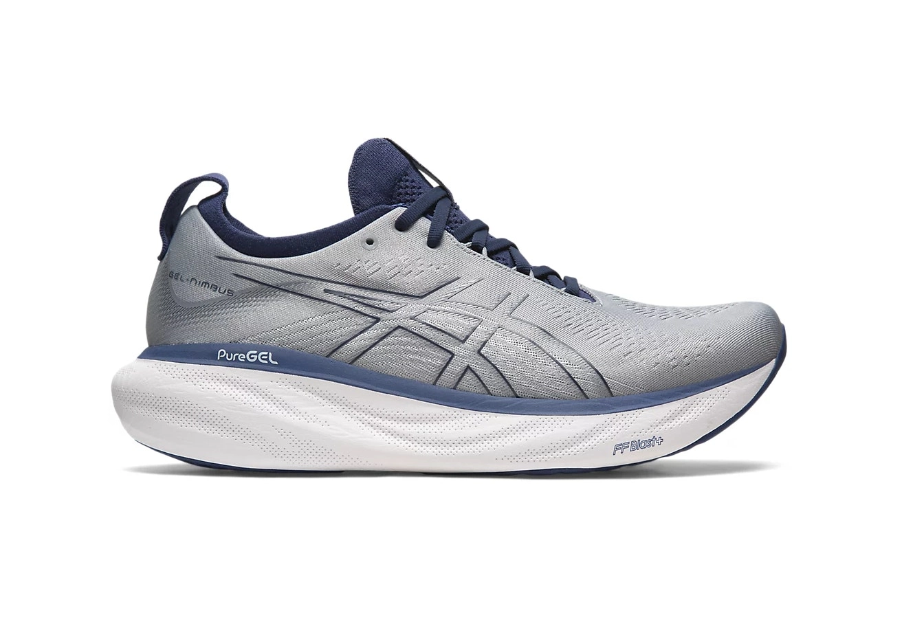 Mens Asics Gel-Nimbus 25 Sheet Rock/Indigo Blue Athletic Running Shoes Shoes