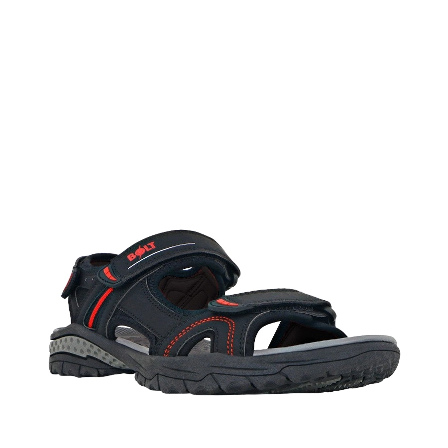 Mens Lightning Bolt Bruce Black/Red Strap Sandals