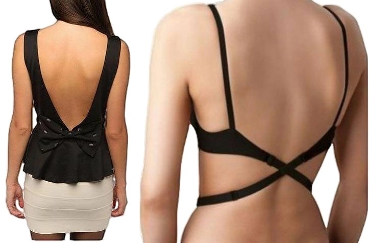 Womens Low Back Bra Strap Extender Backless Top Dress Singlet Black White Beige