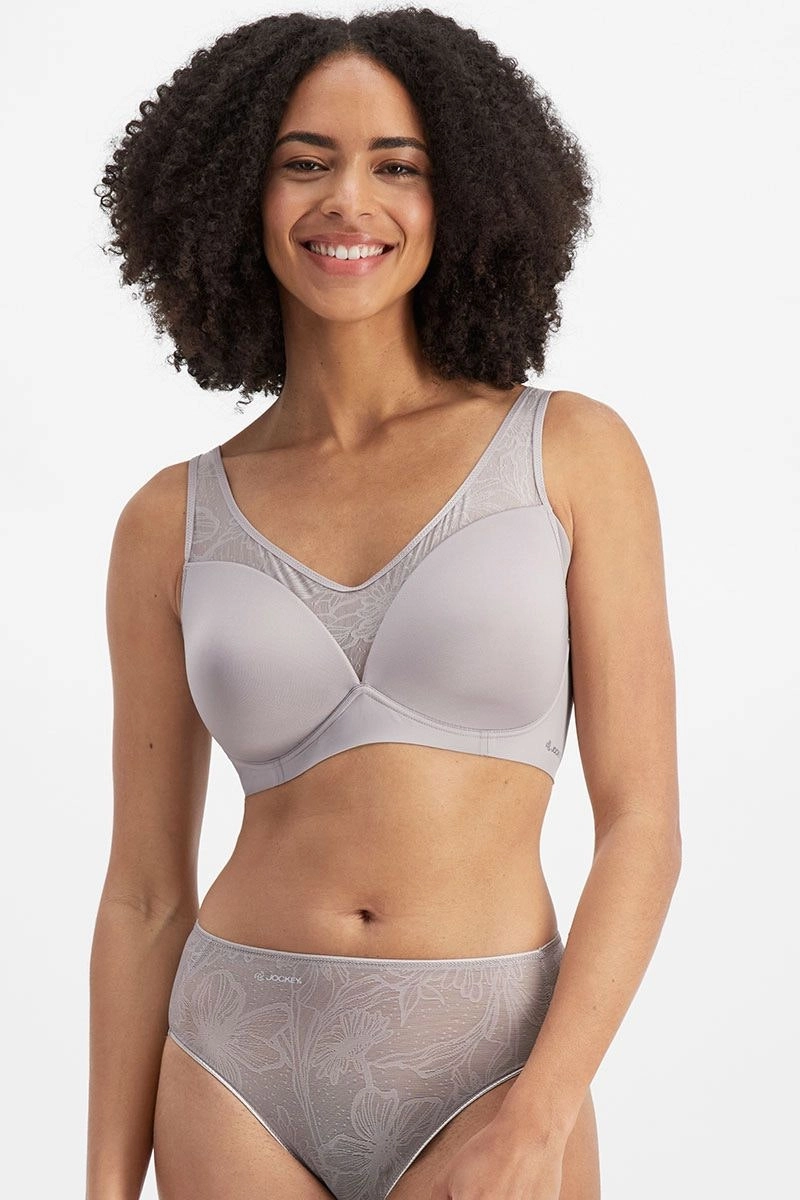 2 x Jockey Womens No Panty Line Promise Bloom Wirefree Bra Parisian Grey