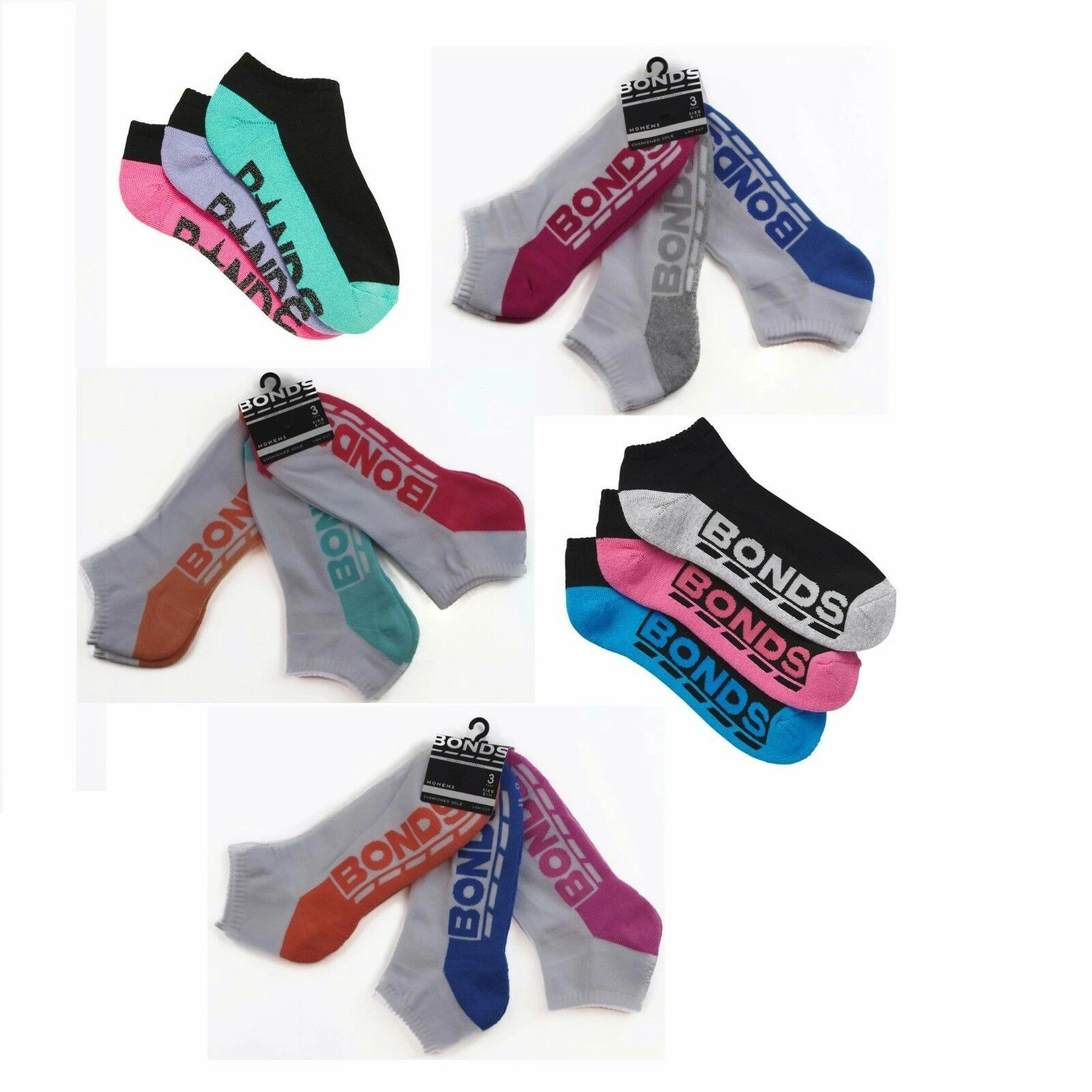 9 Pairs X Womens Bonds Low Cut Ankle Sports Socks - Assorted Colours!