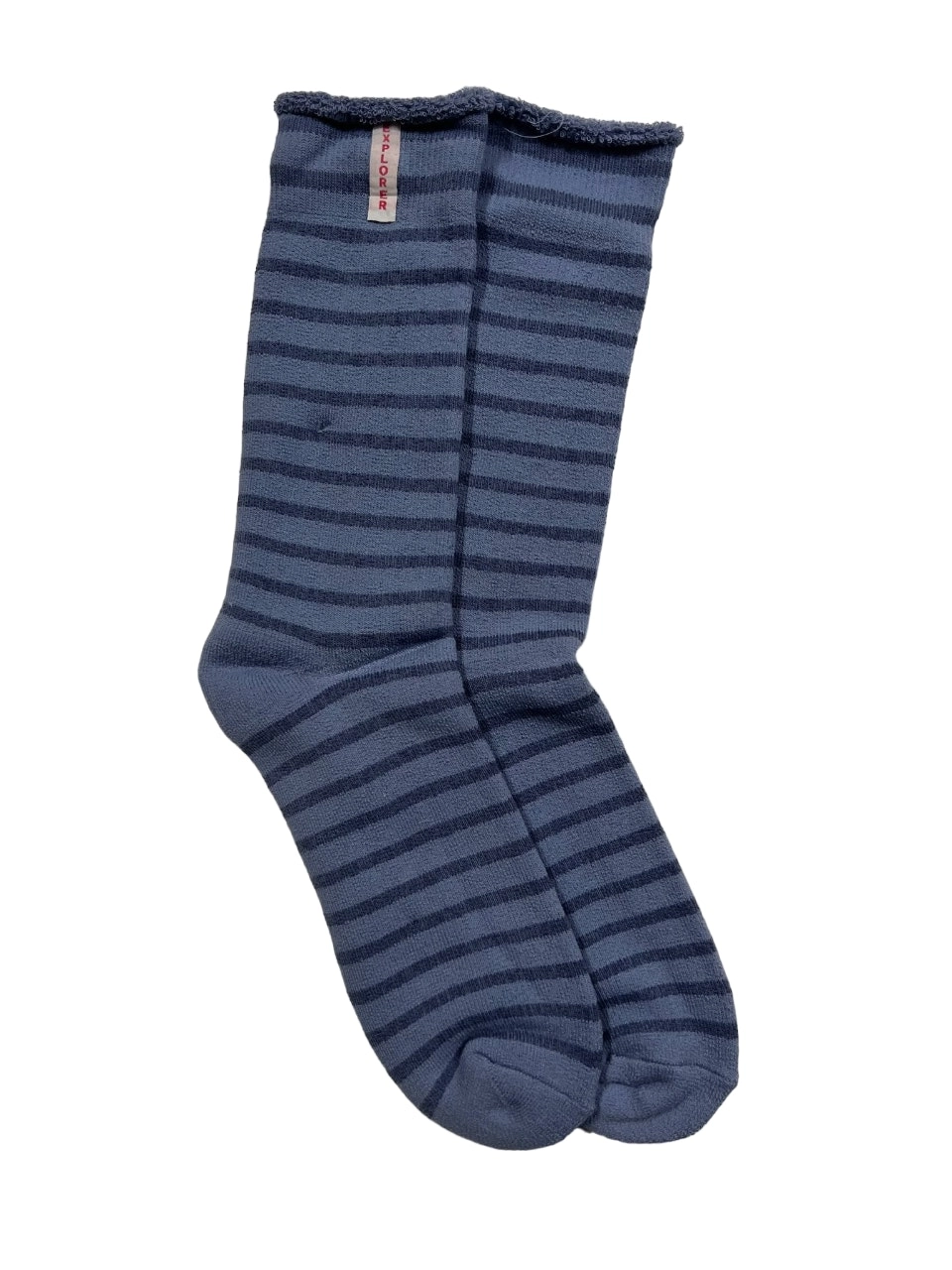 6 x Womens Explorer Lightweight Cotton Crew Ladies Socks Blue Stripes