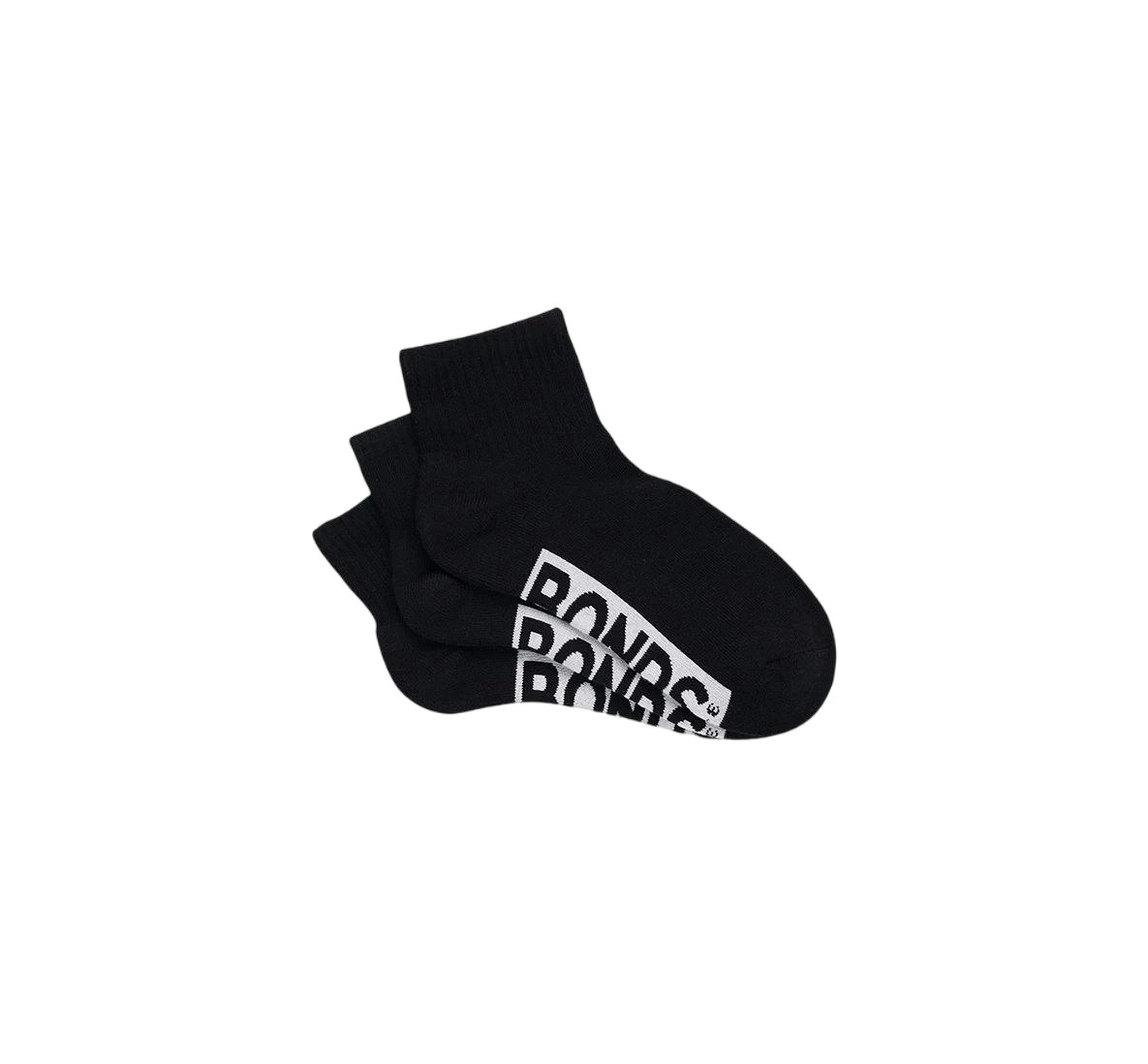 9 x Bonds Womens Cushioned Logo Quarter Crew Socks Black