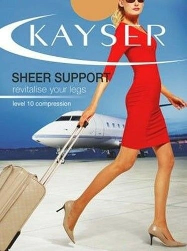 Kayser Stockings Pantyhose Sheer Support Natural Black Medium Tall Extra Tall