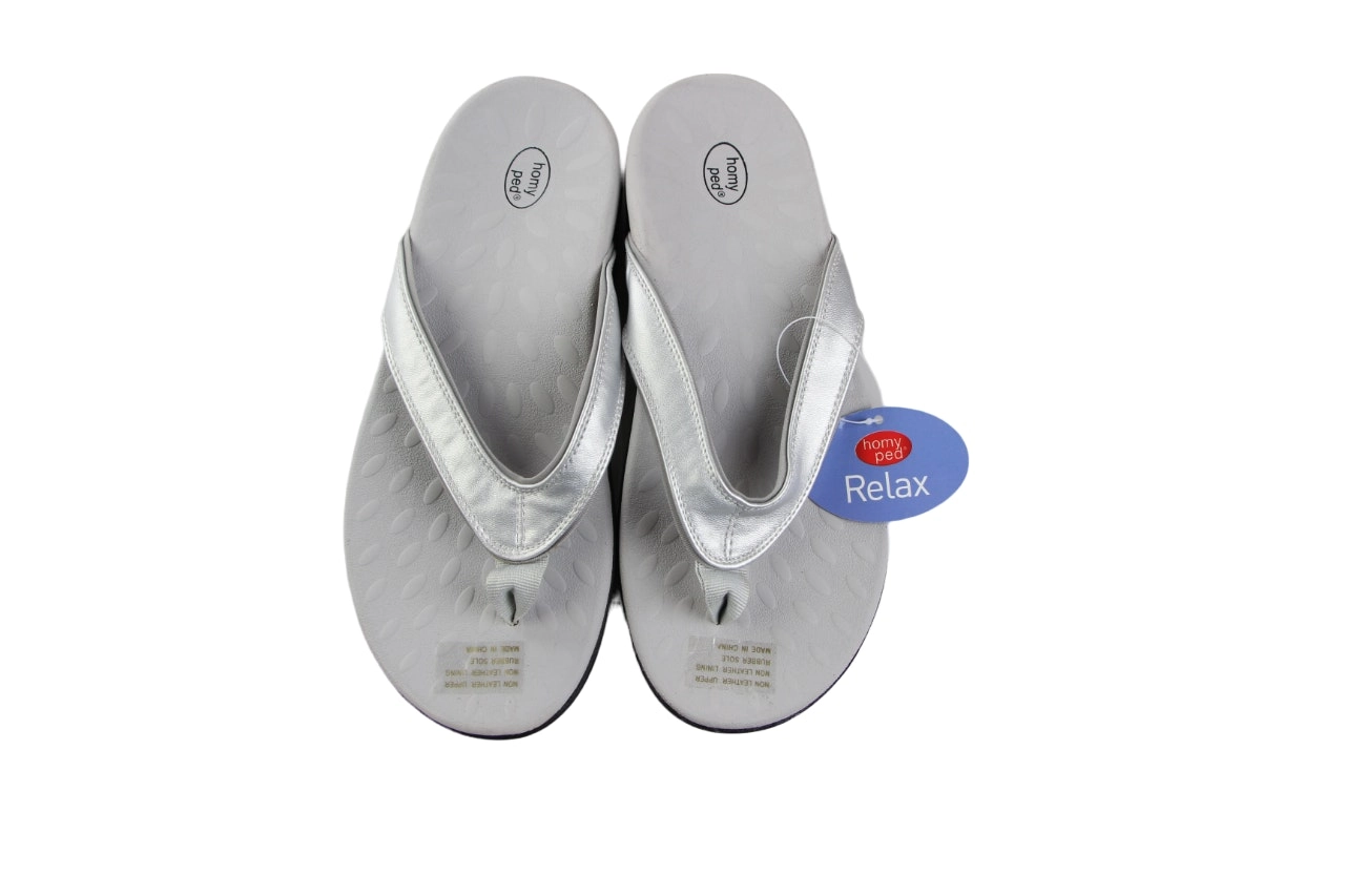 Womens Homyped Inlet Silver Thongs Slip On Shoes Flats