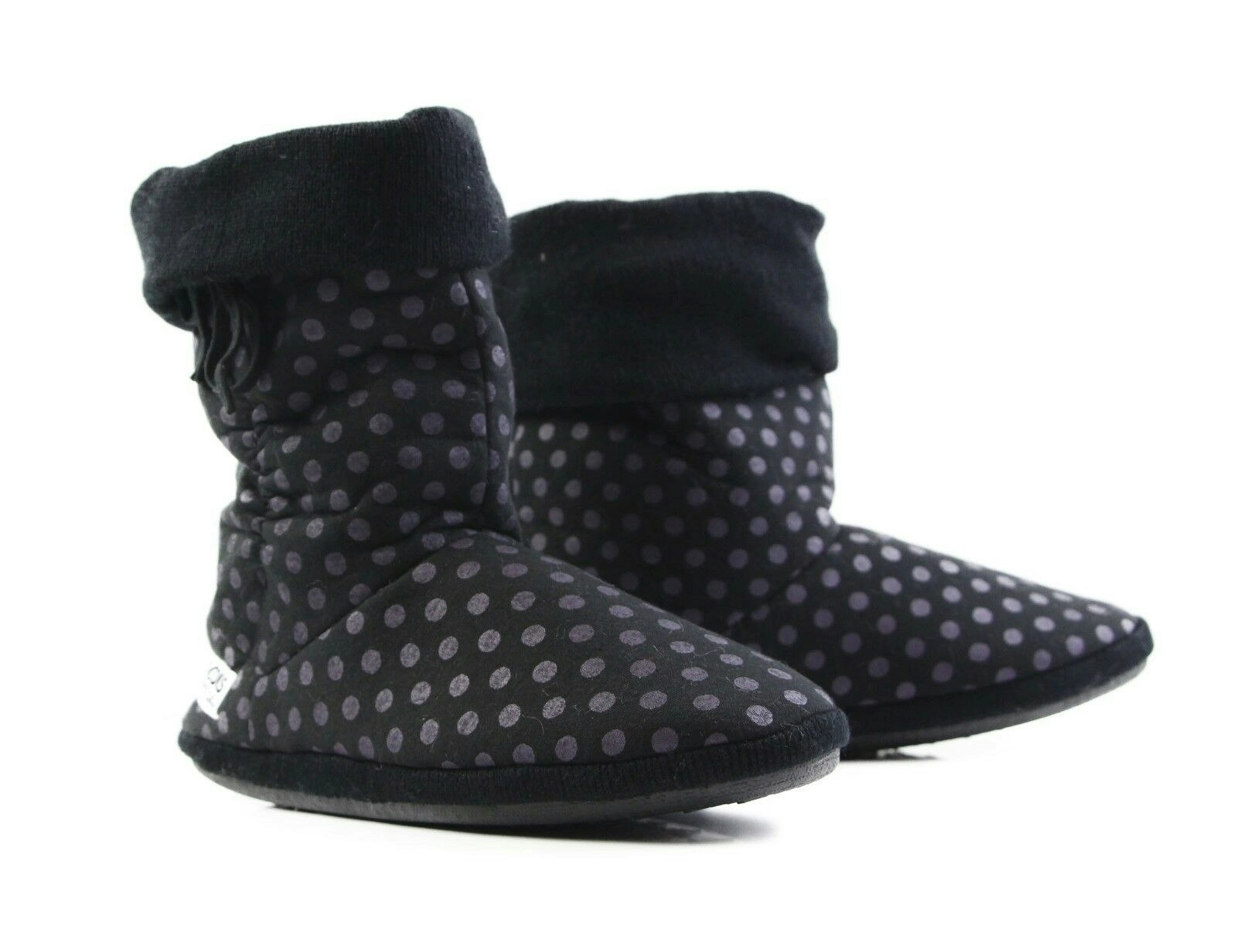 Womens Grosby Hoodies Boots Spotted Slouch Black Purple Slippers