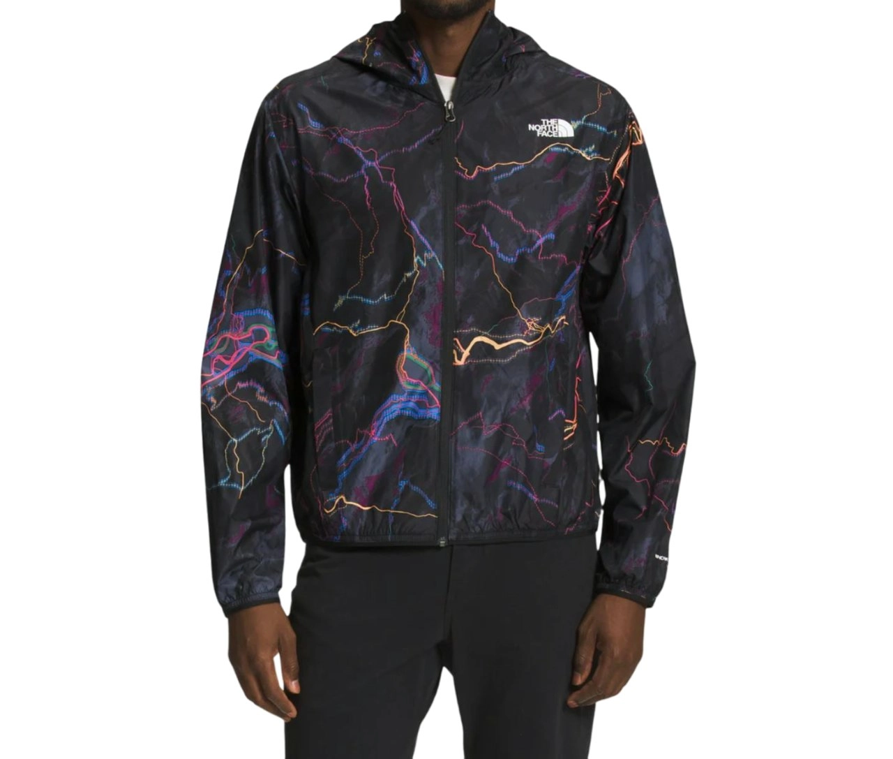 Mens The North Face Novelty Cyclone Wind Hoodie Black Trail Glow Jacket