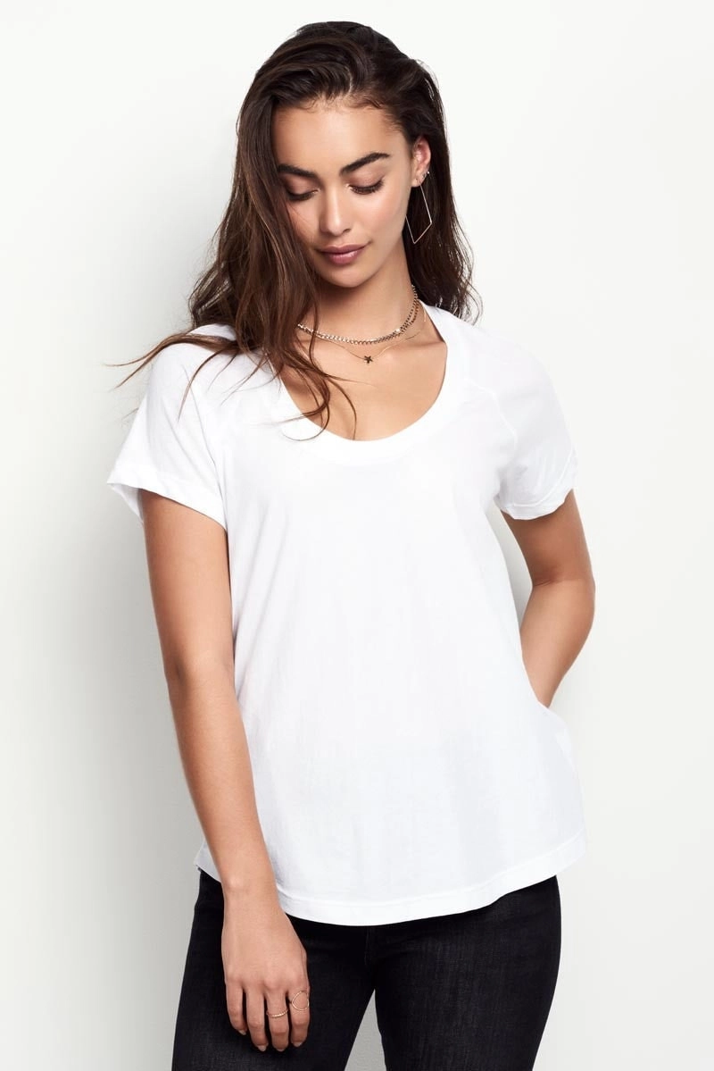 6 x Bonds Womens Scoop Neck Tee T-Shirt Top Cotton White