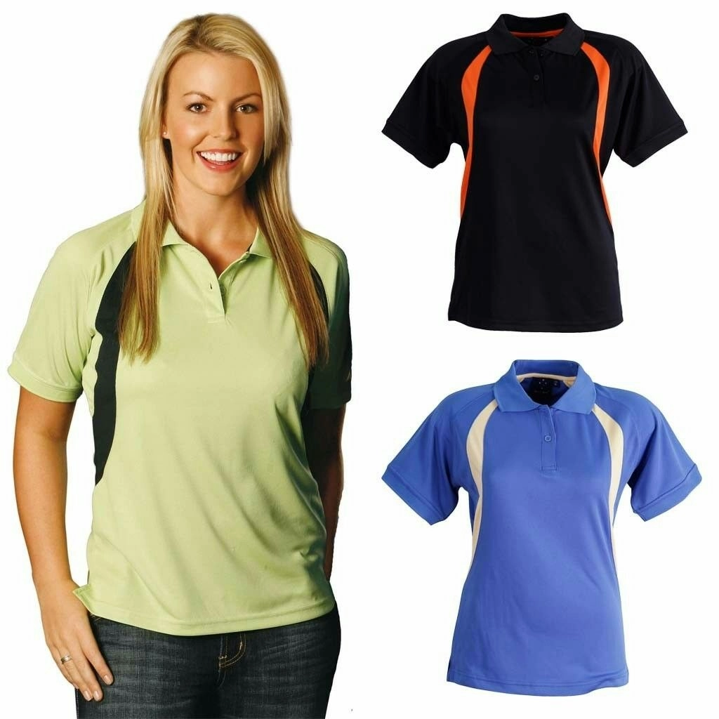 Ladies Womens Olympian Short Sleeve Casual Sports Team Polo Cotton Tshirt Top