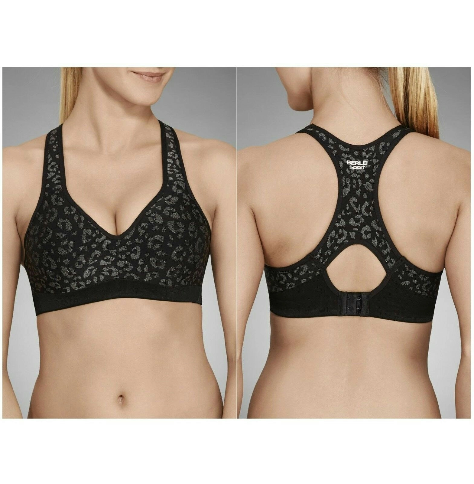 Womens Ladies Berlei Electrify Black Jaguar Underwire Sports Crop Top Gym Bra