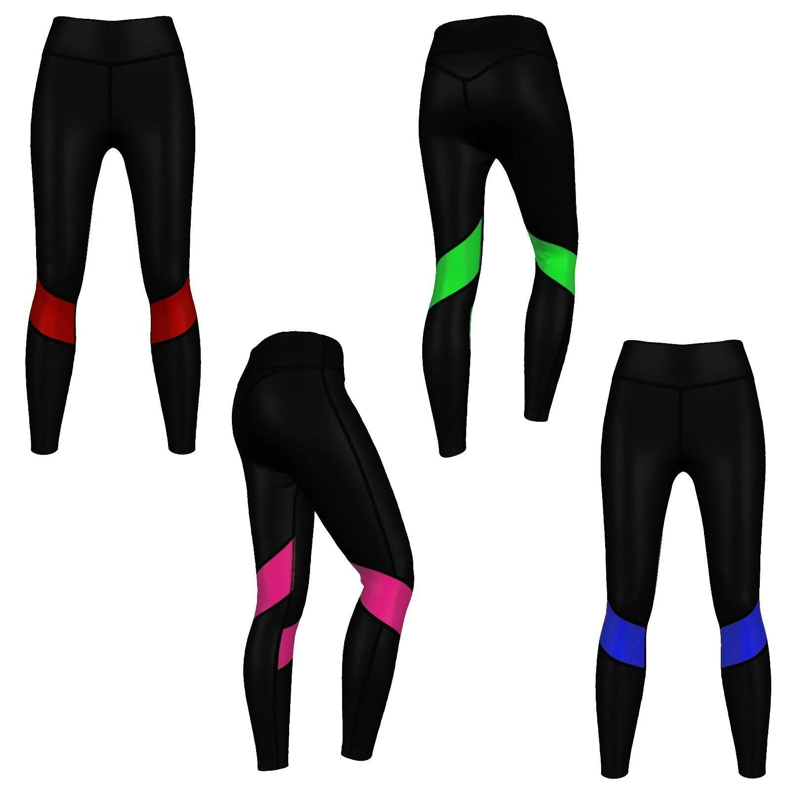 Compression Pants Womens Running Skins Yoga Gym Black Pink Red Leggings Xs-3Xl