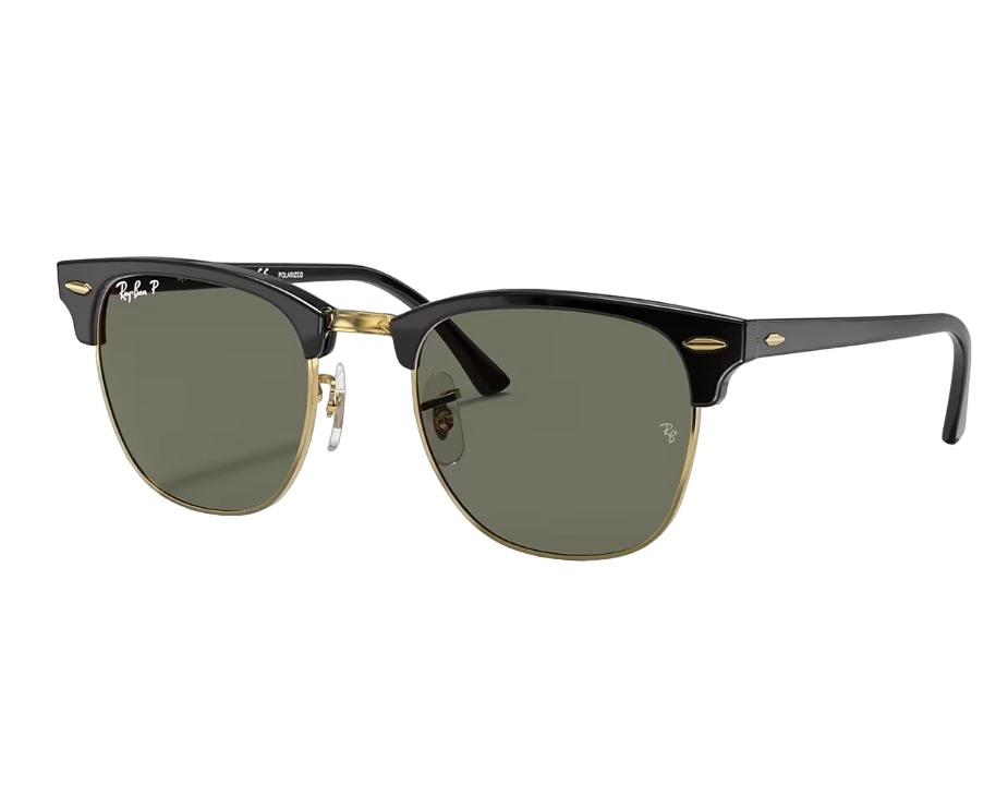 Mens Ray Ban Polarised Sunglasses Rb3016 Clubmaster Classic Black/Green - M