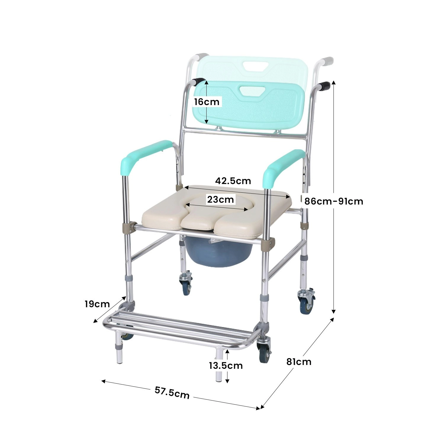 Orthonica Commode Chair With Castors