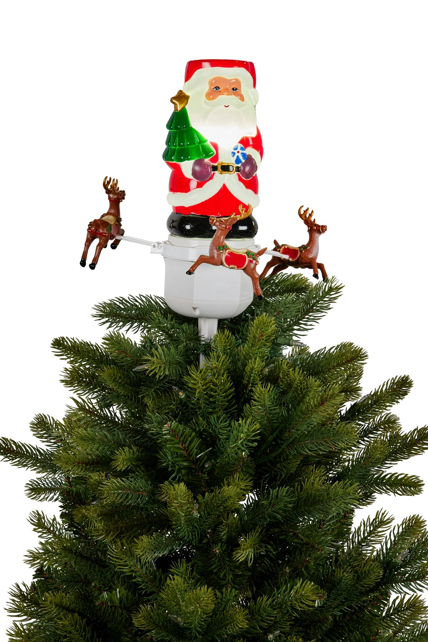 Christmas Tree Topper Santa with Movement Images Lights Snow & Music