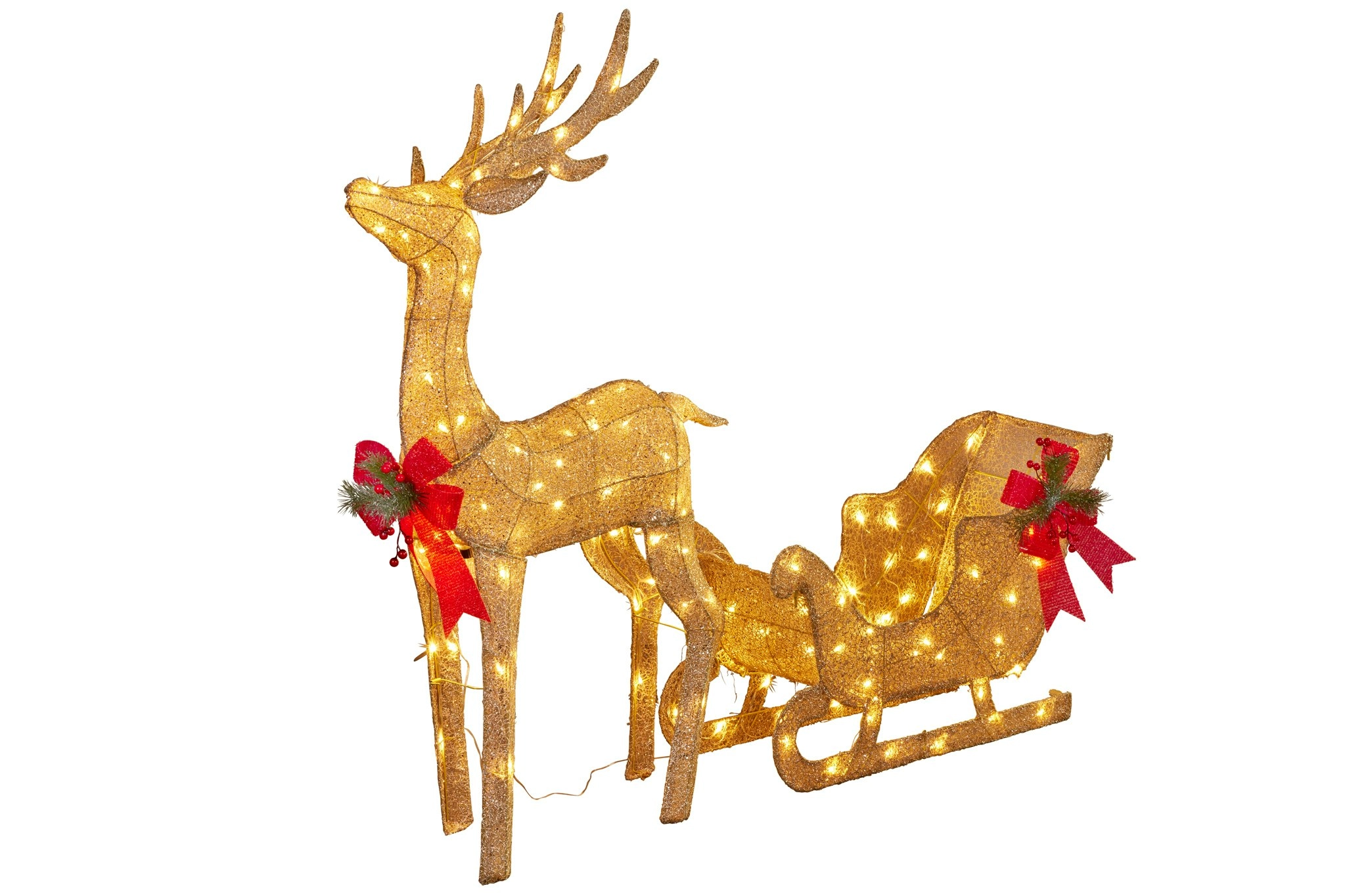 Christmas Sleigh & Reindeer Set with Lights Indoor/Outdoor 148cm