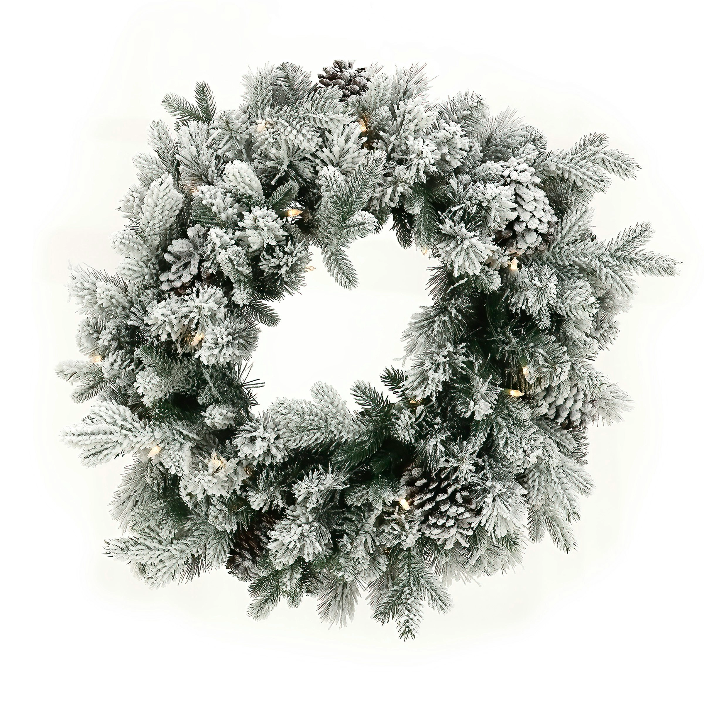 Christmas Wreath with Lights - 61cm Snowy Dorchester