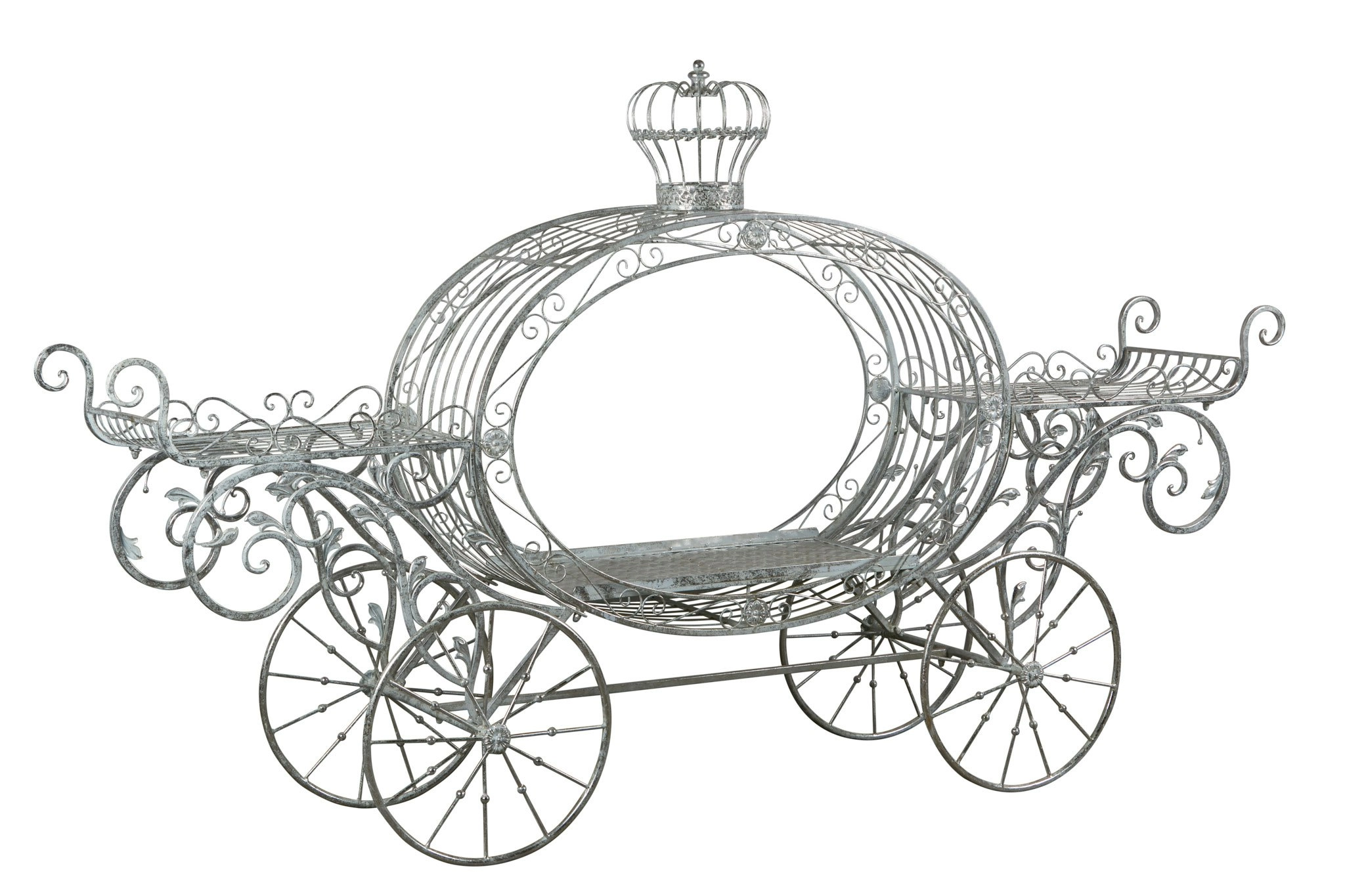 258cm Silver and White Metal Pumpkin Carriage