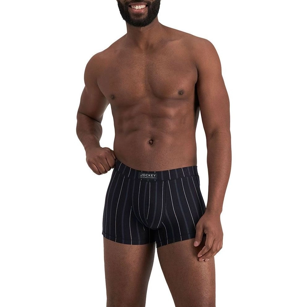 5 x Jockey Mens London Trunks Underwear Striped Black Jocks